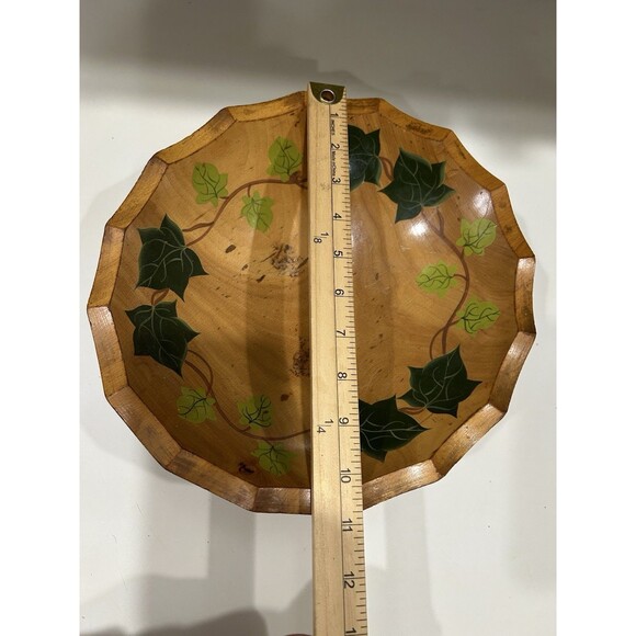 Vintage Large Footed Bowl...Hand Painted Leaves....Maple 1950's - Picture 10 of 13
